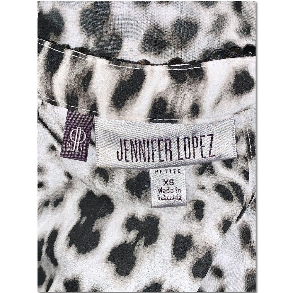 Jennifer Lopez Leopard Print Beaded Choker Neckline Sleeveless Top Size XS EUC - Picture 5 of 7